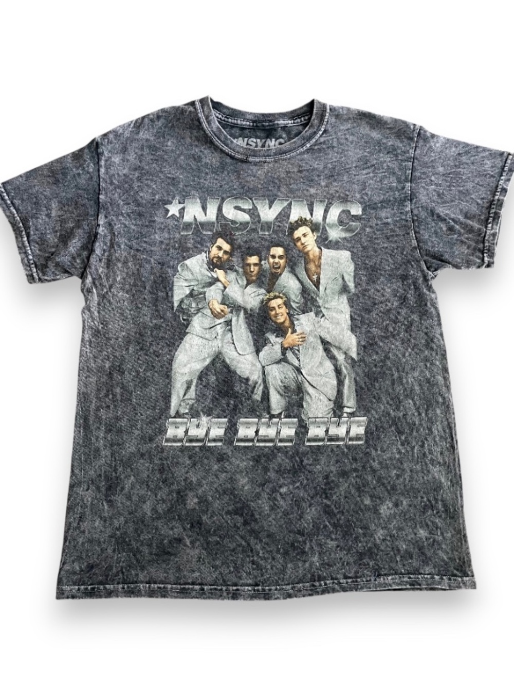 Vintage NSYNC “Bye Bye Bye” Graphic Tee – Black Acid Wash (S/M)